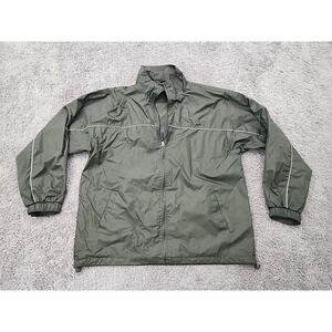 i5 Windbreaker Jacket Mens XL Olive Green Full Zip 90s Retro Outdoor